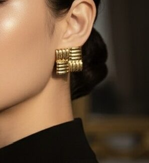 Stylish Gold Tone Square Earrings