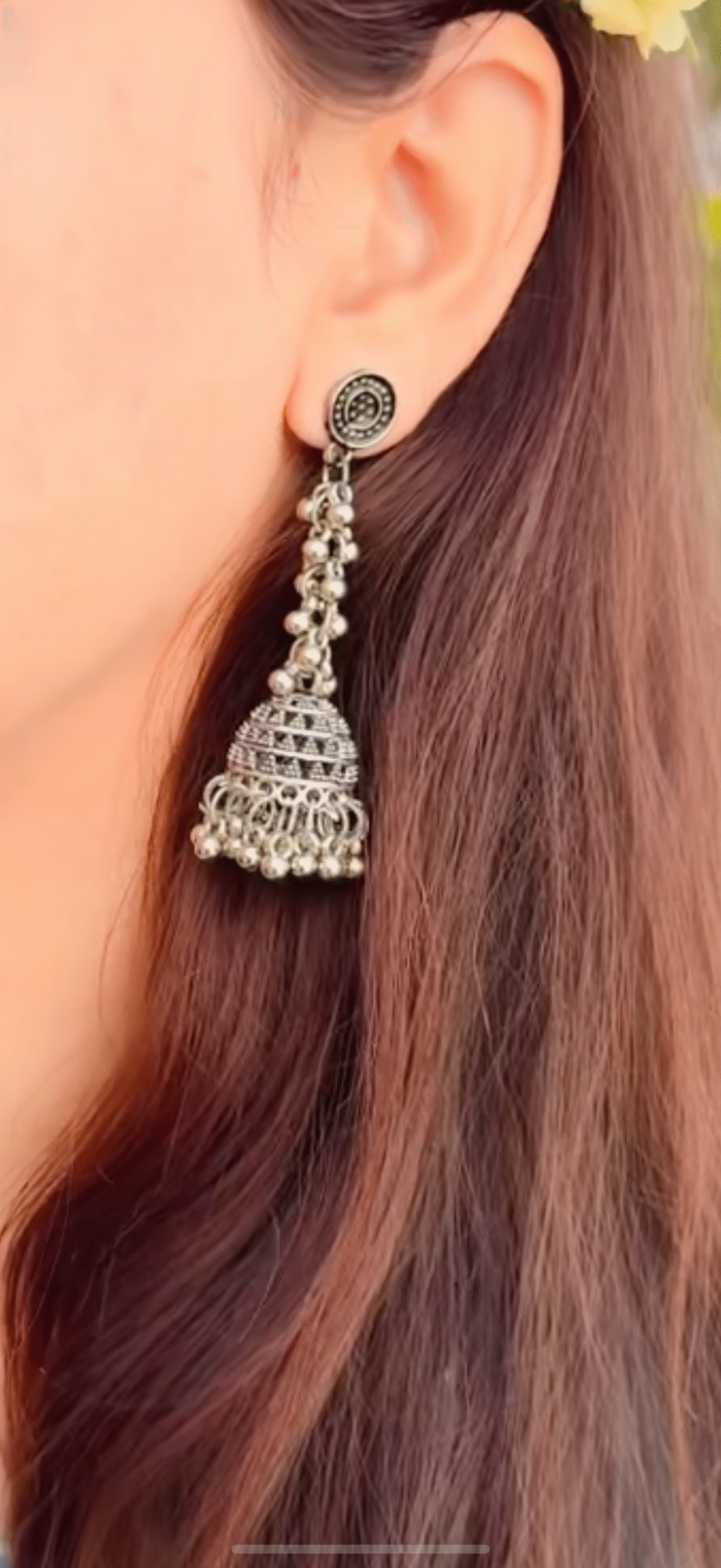 Long Oxidised Earring