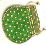 Heavy Designer Embroidered Potli Green